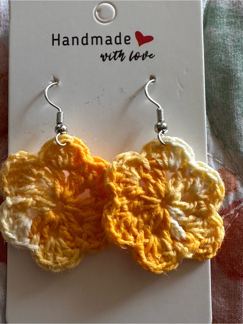 Handmade Yellow Crochet Flower Earrings